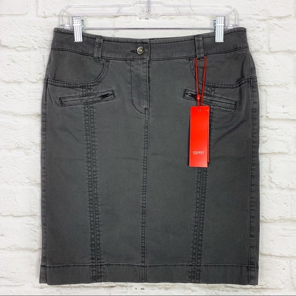 Esprit Dresses & Skirts - ESPIRIT Gray Pencil Zipper Pocket Mini Skirt NWT